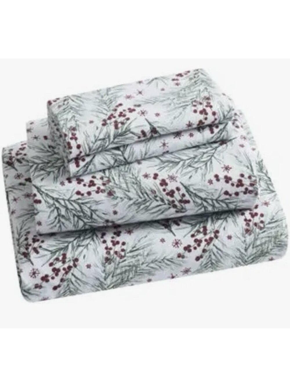 Tahari Home Pine Triple Brushed Cotton Flannel Bed Full Holiday Sheet Set - Picture 5 of 11